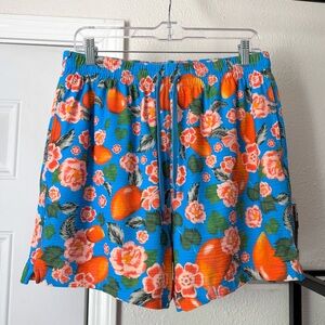BLACKBOUGH Blue orange tropical Hawaiian floral swim trunks shorts